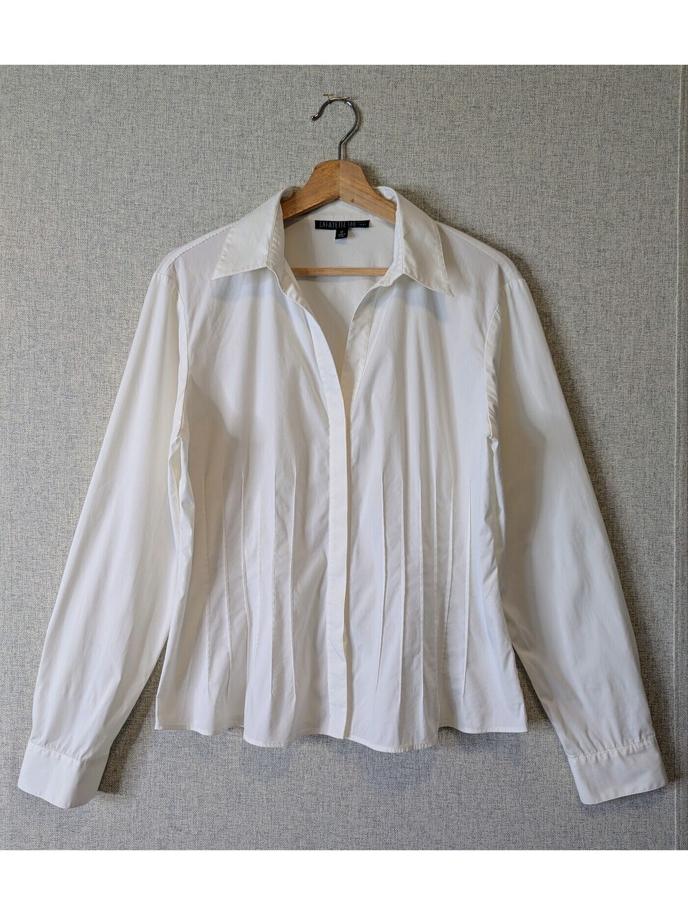 Lafayette 148 pintuck button front poplin blouse